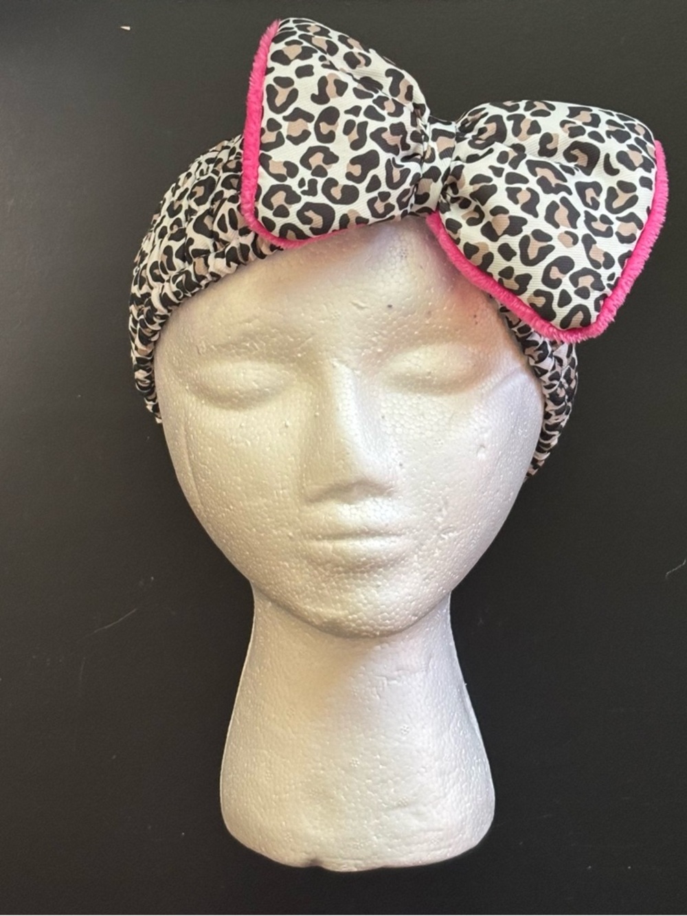 The Vintage Cosmetic Company Leopard Print Cozy Makeup Headband | Pink & White